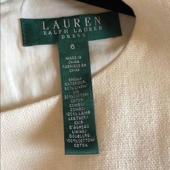 Ralph Lauren Linen and Leather Pencil Dress. - Picture 3 of 8